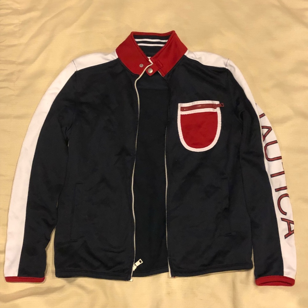 Nautica Collared Contrast Pocketed Jacket
